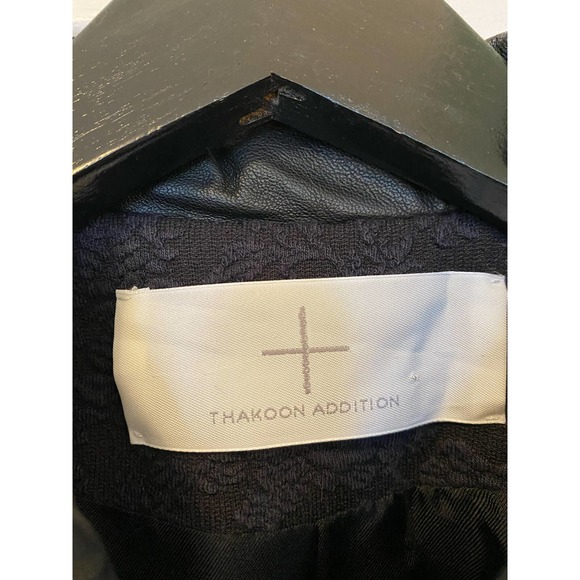 Thakoon black motorcycle biker jacket, floral with leather accent - Picture 5 of 7